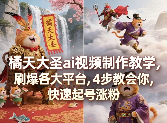 橘天大圣ai视频制作教学，刷爆各大平台，4步教会你，快速起号涨粉-爱拼知识社 - 互联网创业与虚拟资源分享