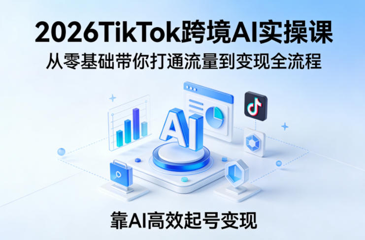 2026TikTok跨境AI实操课，从零基础带你打通流量到变现全流程，靠AI高效起号变现-爱拼知识社 - 互联网创业与虚拟资源分享