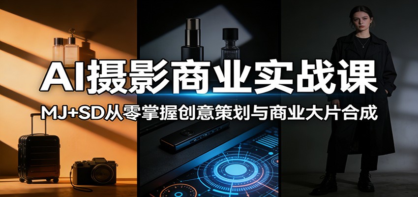 AI摄影商业实战课：MJ+SD从零掌握创意策划与商业大片合成-爱拼知识社 - 互联网创业与虚拟资源分享