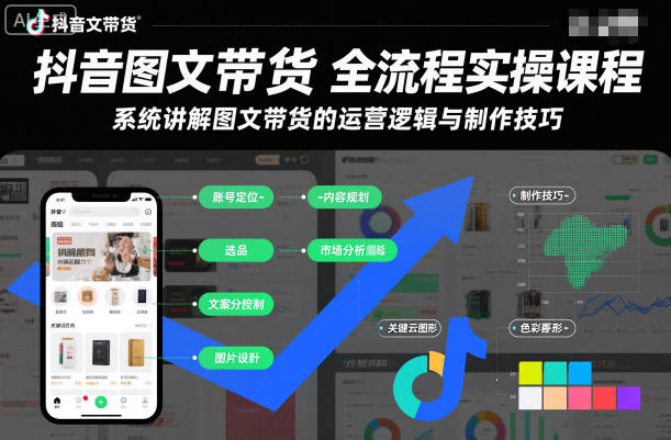 抖音图文带货全流程实操课程，系统讲解图文带货的运营逻辑与制作技巧-爱拼知识社 - 互联网创业与虚拟资源分享