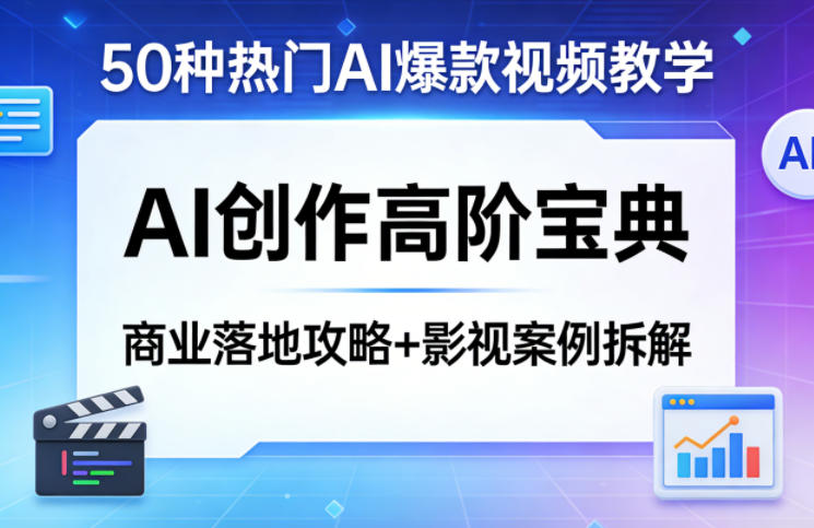 50种热门AI爆款视频教学，AI创作高阶宝典，商业落地攻略+影视案例拆解-爱拼知识社 - 互联网创业与虚拟资源分享