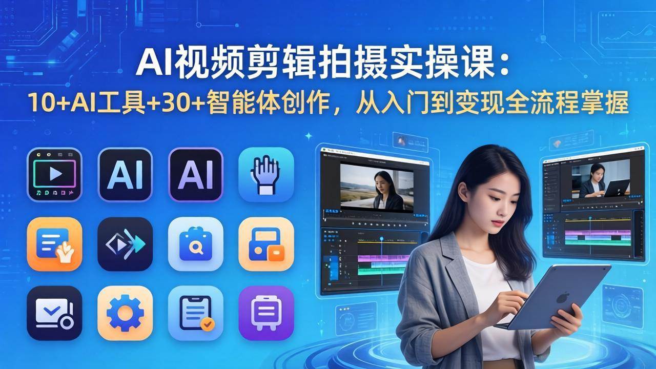 （17818期）AI 视频剪辑拍摄实操课：10+AI工具+30+智能体创作，从入门到变现全流程掌握-爱拼知识社 - 互联网创业与虚拟资源分享
