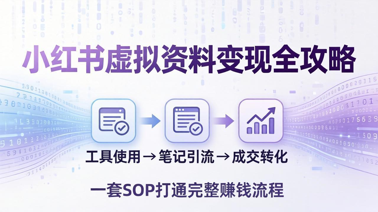 小红书虚拟资料变现全攻略：从工具使用到笔记引流成交，一套 SOP 打通完整赚钱流程-爱拼知识社 - 互联网创业与虚拟资源分享