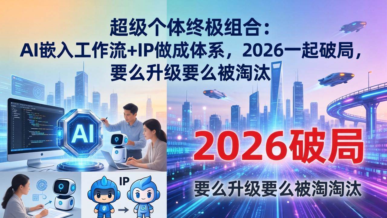 （17808期）超级个体终极组合-更新：AI嵌入工作流+IP做成体系，2026一起破局，要么升级要么被淘汰-爱拼知识社 - 互联网创业与虚拟资源分享
