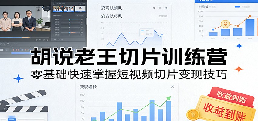 胡说老王切片训练营，零基础快速掌握短视频切片变现技巧-爱拼知识社 - 互联网创业与虚拟资源分享