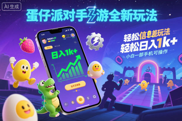 蛋仔派对手游全新玩法，轻松日入1k+，风口信息差玩法，当天见收益，小白一部手机可操作-爱拼知识社 - 互联网创业与虚拟资源分享