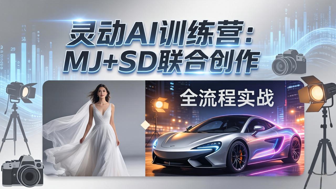 灵动AI训练营-3.0课程：MJ+SD联合创作，从婚纱大片到汽车广告，摄影后期全流程实战-爱拼知识社 - 互联网创业与虚拟资源分享