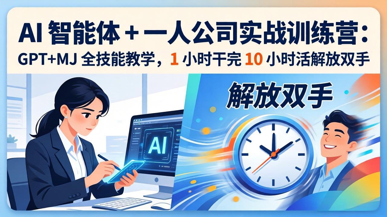 AI 智能体 + 一人公司实战训练营：GPT+MJ 全技能教学，1 小时干完 10 小时活解放双手-爱拼知识社 - 互联网创业与虚拟资源分享