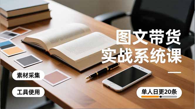 图文带货实战系统课，工具使用、素材采集、防同质化，单人日更20条月入3w+-爱拼知识社 - 互联网创业与虚拟资源分享